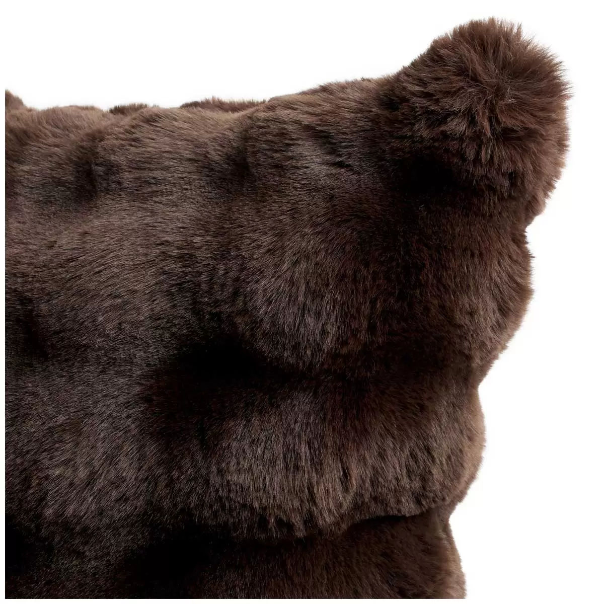 Luxe faux fur cushion 55 × 55cm dark brown