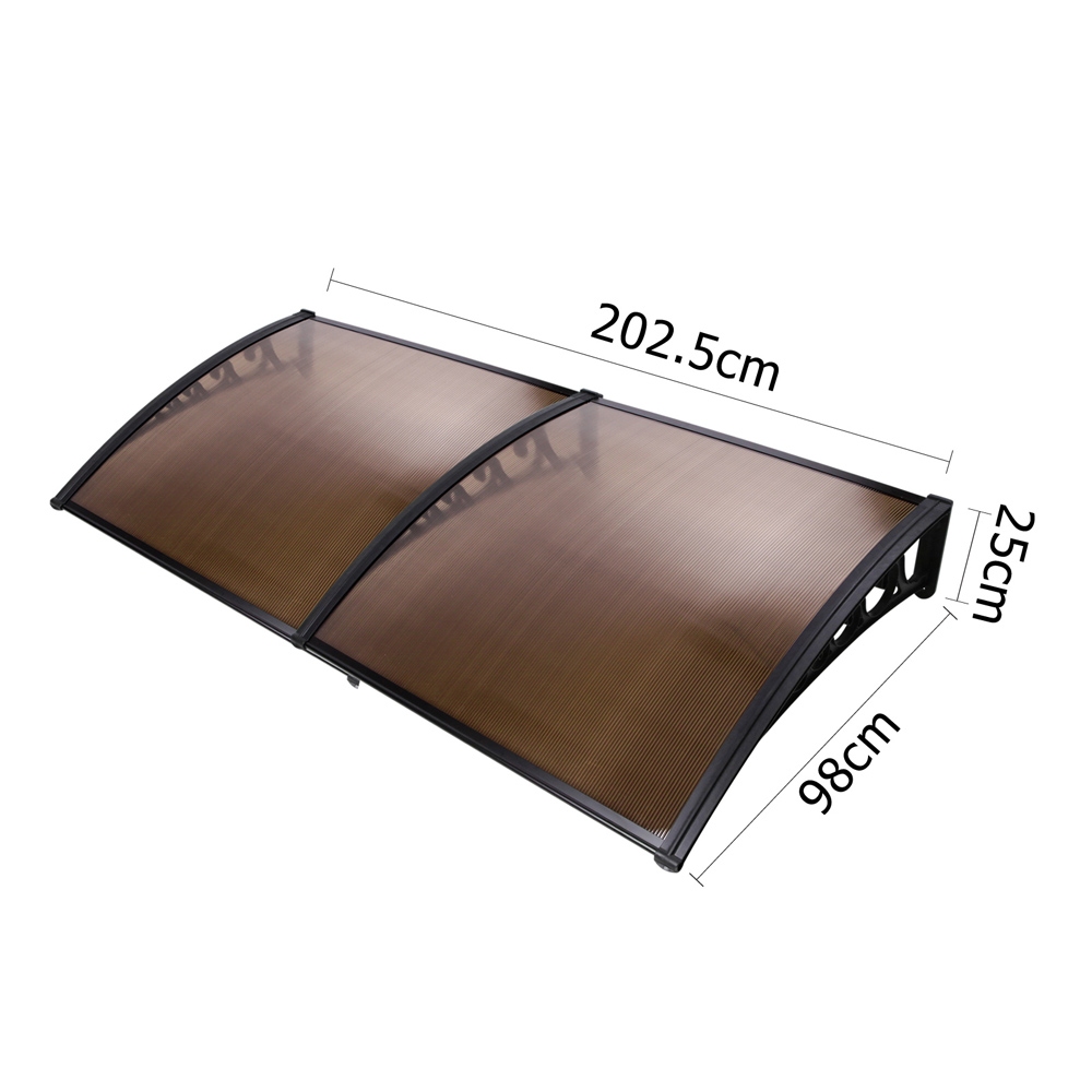 Instahut Window Awning Door Canopy 1m x 2m Brown โ image 2