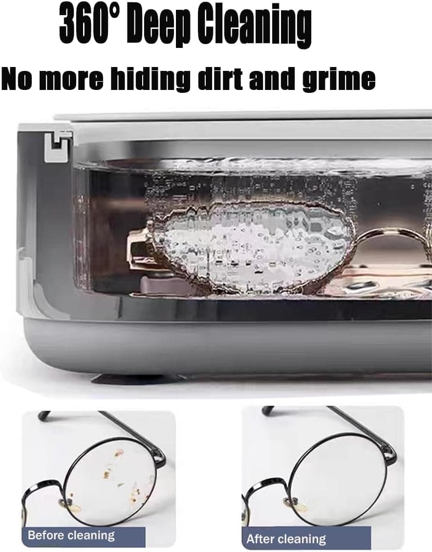 45000 Hz Ultrasonic Cleaner with 3 Cleaning Modes for Glasses Jewelry Dentures, Gray โ image 4