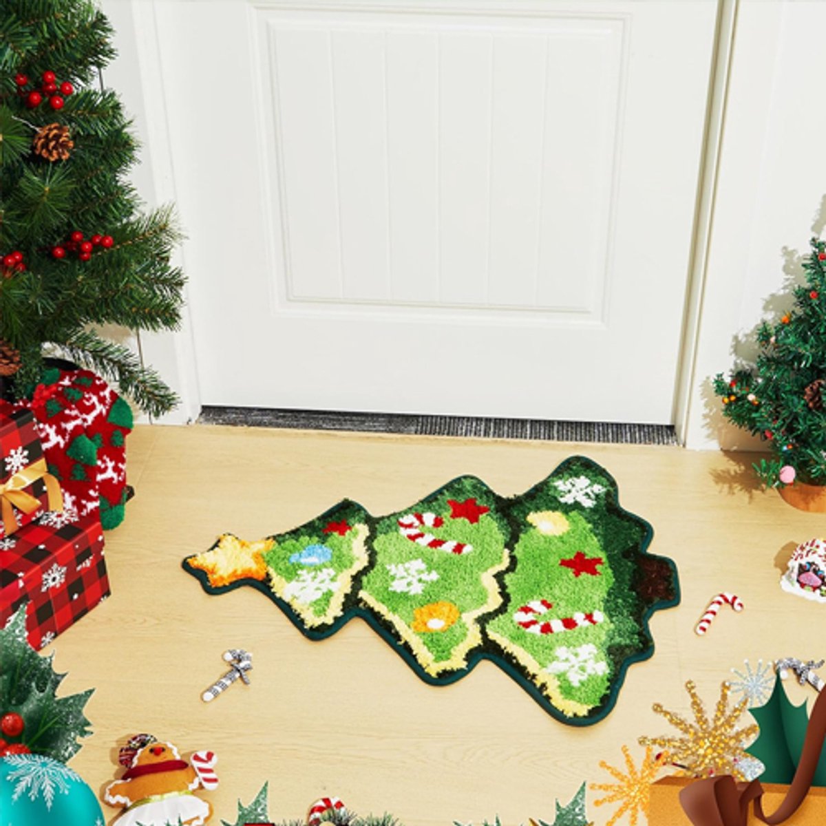Rugs - Christmas Kitchen Rugs - Snowman and Gingerbread Man Rugs - Christmas Tree Bath Mats - Non-Slip Doormats - Winter Rugs - Perfect for the Bathroom - Home — image 4