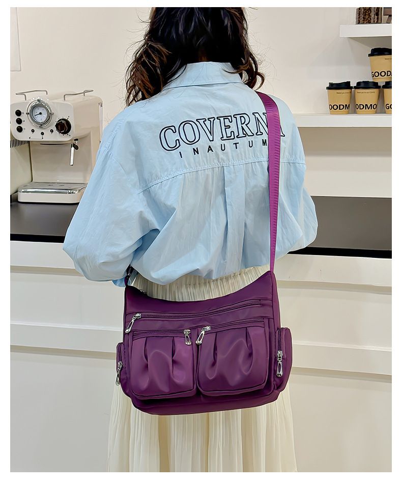 Large Capacity Crossbody Shoulder Bag - Lightweight Multi-Layer Tote for Women - Travel Backpack Casual Hobo Bag for Daily Commute - Purple — image 5