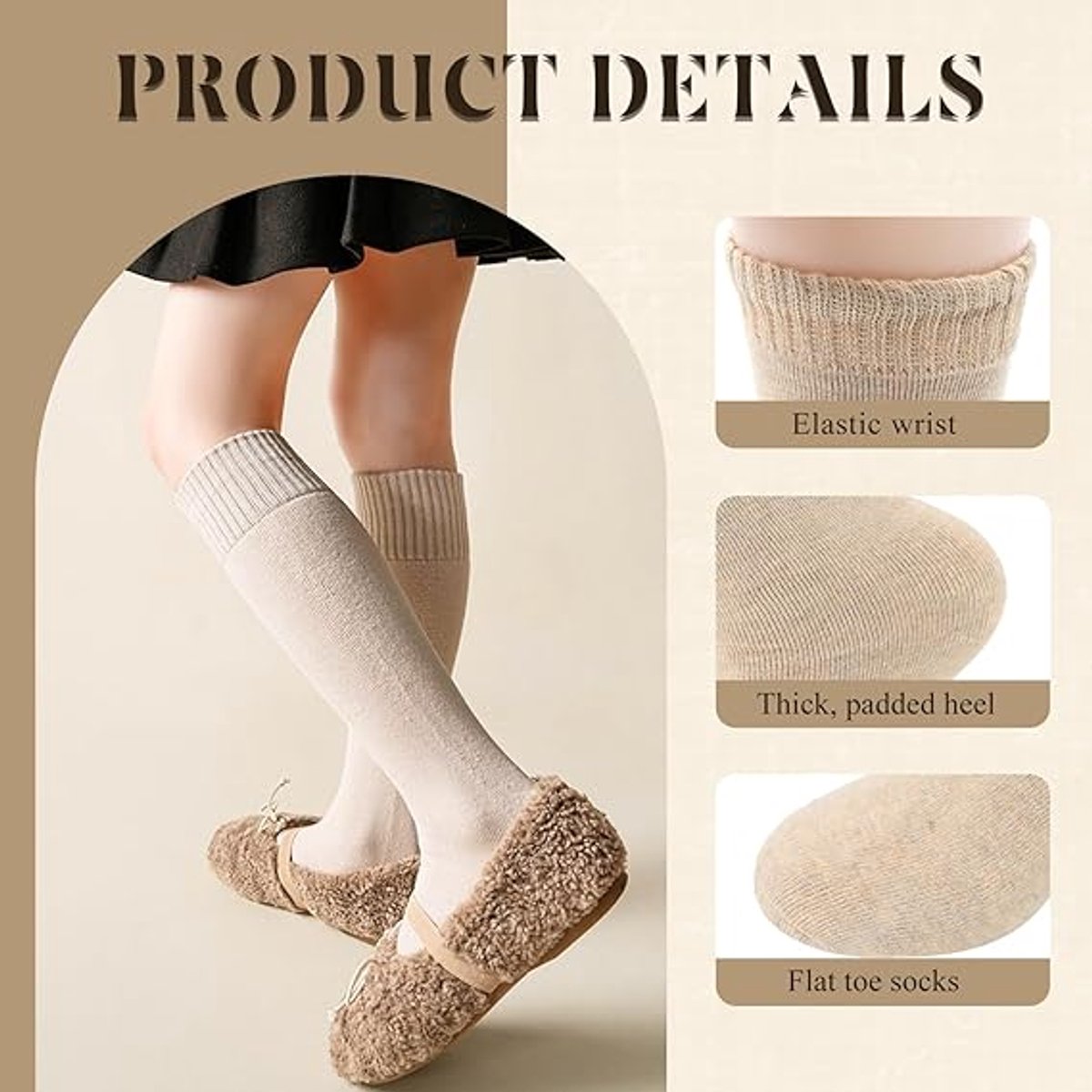 Pairs Women's Cotton Knee Socks - Moisture-Wicking - Winter Knee Socks Warm Long Boots - Seamless - Warm Knee Socks - Women's Warm Socks - Comfortable — image 4