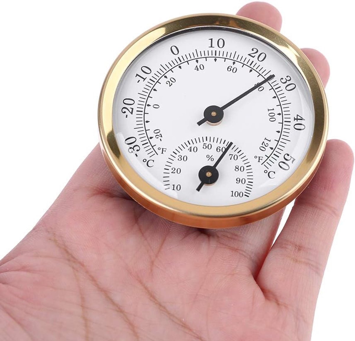 Indoor Thermometer - Outdoor Thermometer - Hygrometer - Weather Station - Thermometer Hygrometer - Air Temperature Display - 58 mm - Gold + White - Desktop — image 2