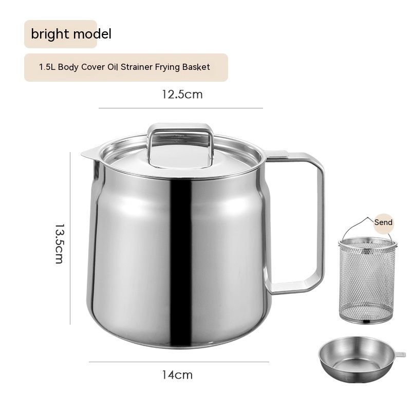 Stainless Steel Oil Filter Pot,Kitchen Stainless Steel Oil Strainer Pot Grease Container Jug Storage Can Filter, Tea Pot Kettle — image 3