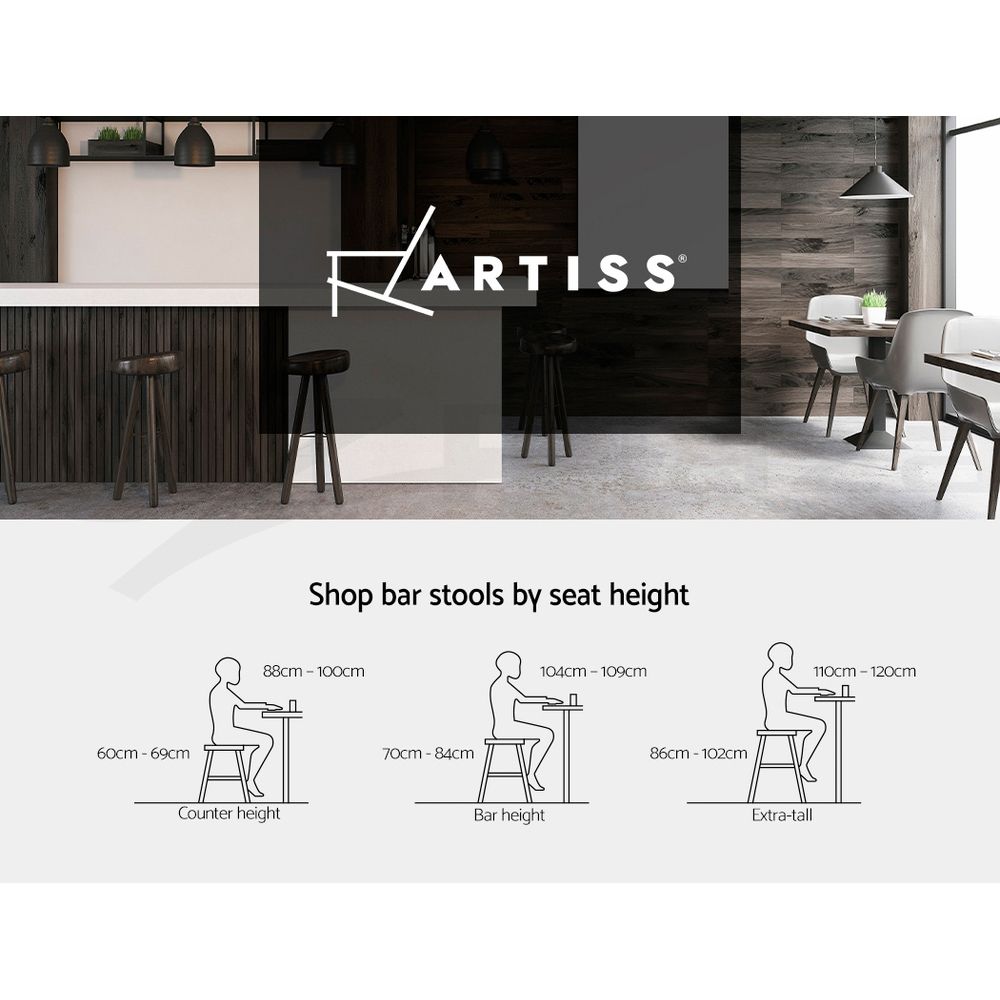 Artiss Bar Stools X3 Kitchen Counter Chair Gas Lift Swivel PU Ambrus Black — image 4
