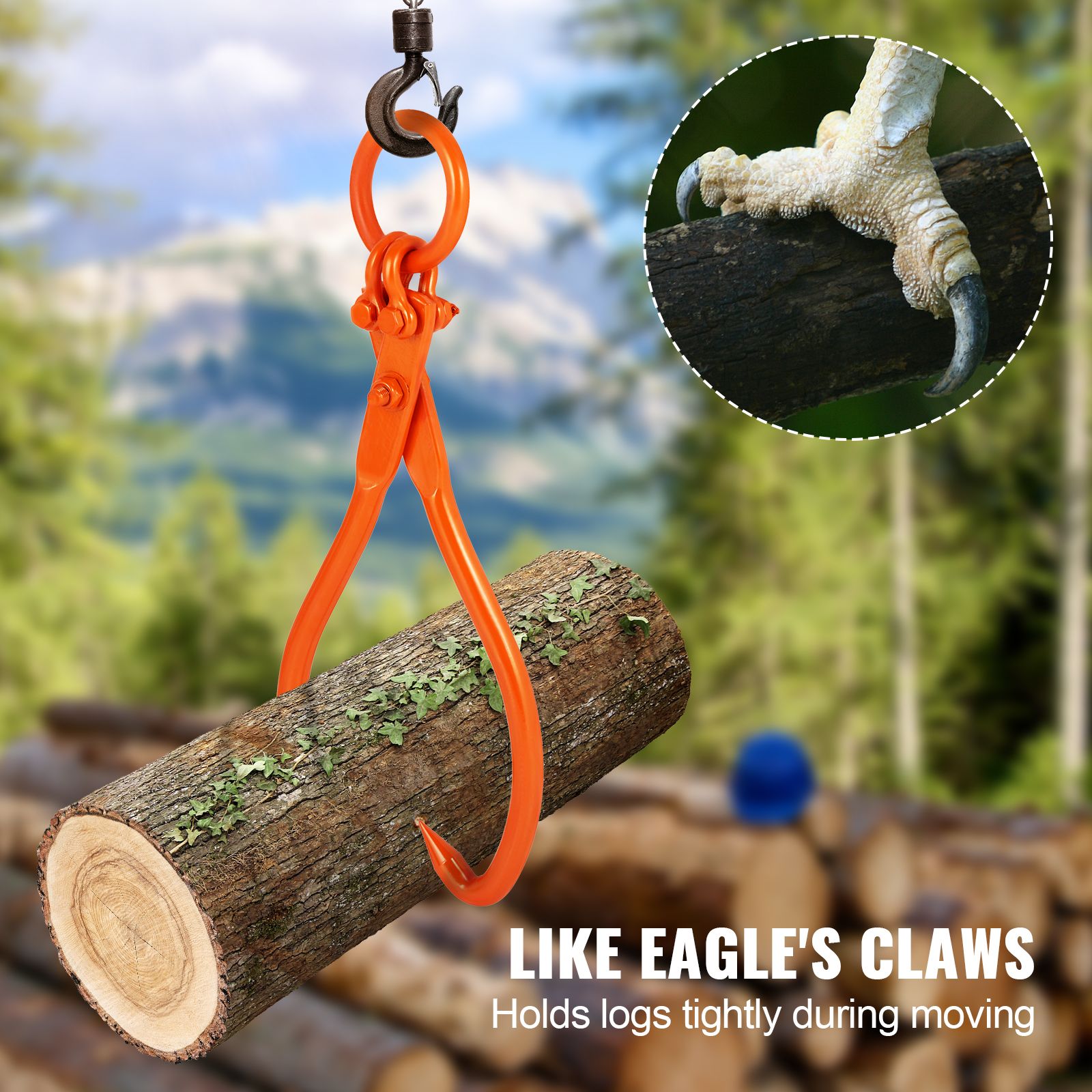 Log Skidding Tongs, 18 inch 2 Claw Log Lifting Tongs, Heavy Duty Steel Lumber Skidding Tongs, 772 lbs/350 kg Loading Capacity, Log Lifting, Handling, Dragging — image 3