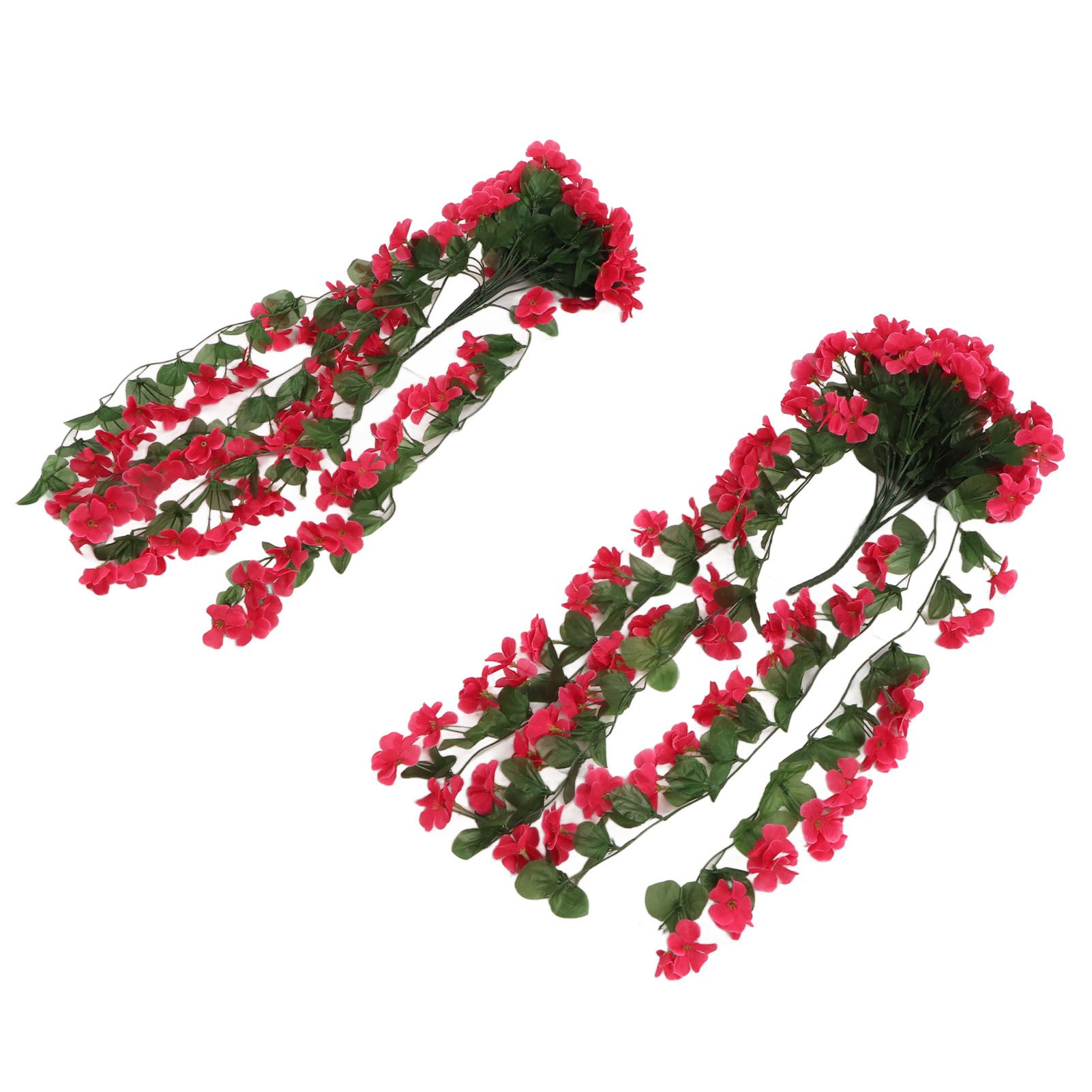 2PCS Artificial Violet Hanging Flowers Simulation Plastic Fake Plants for Decoration Garden Patio Wedding Porch Outdoor Rose Red — image 4