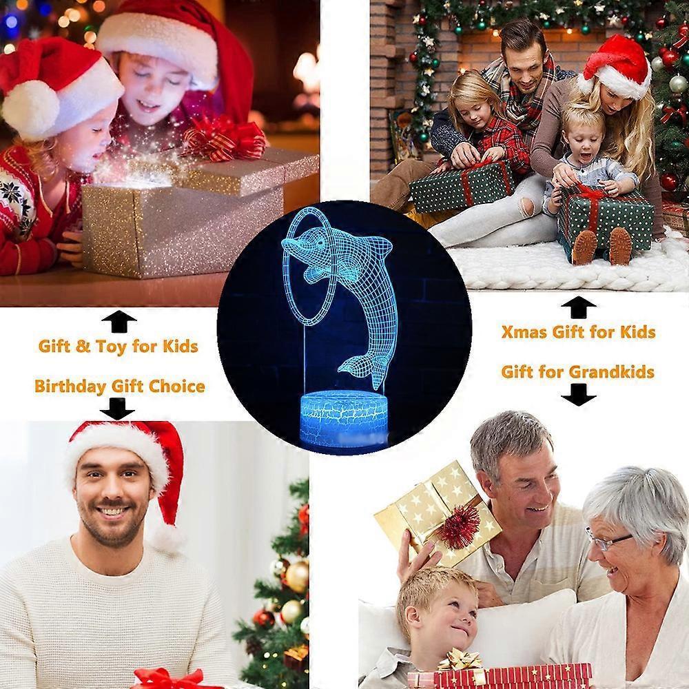 Dolphin series 3D night light remote controlled table lamp with LED color transition — image 5