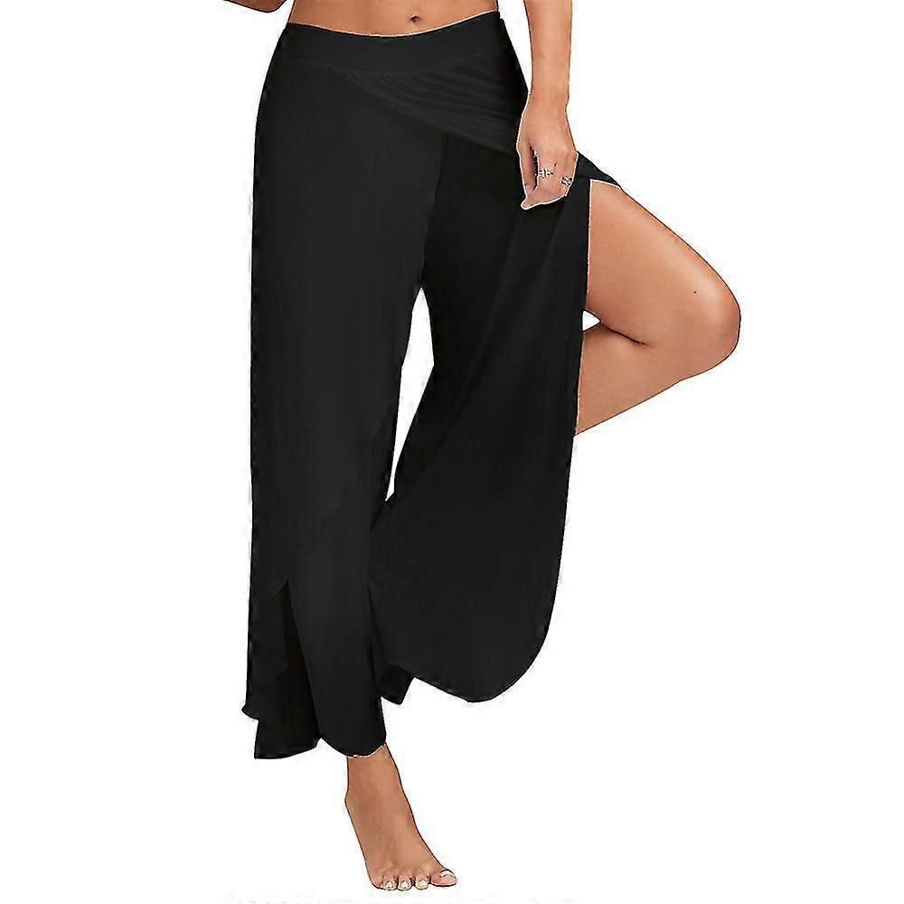 Women's Harem Palazzo Pants Wide Leg Split Flowy Loose Fit Casual Yoga Trousers Plus Khaki - M โ image 3