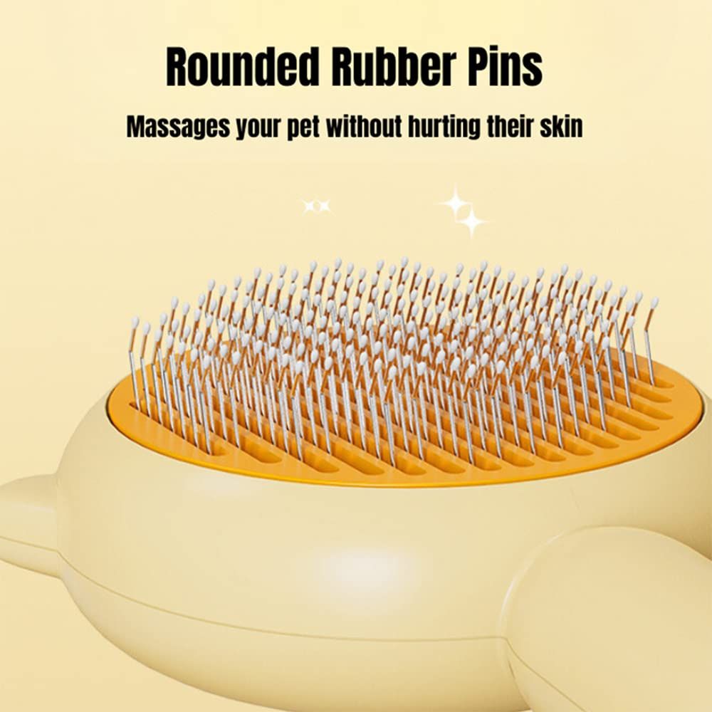 Cat Brush, Pet Grooming Brush, Pet Hair Cleaner Brush for Cats and Dogs, Magic Pet Comb Easy Removes Tangles Loose Hair (Yellow) — image 3