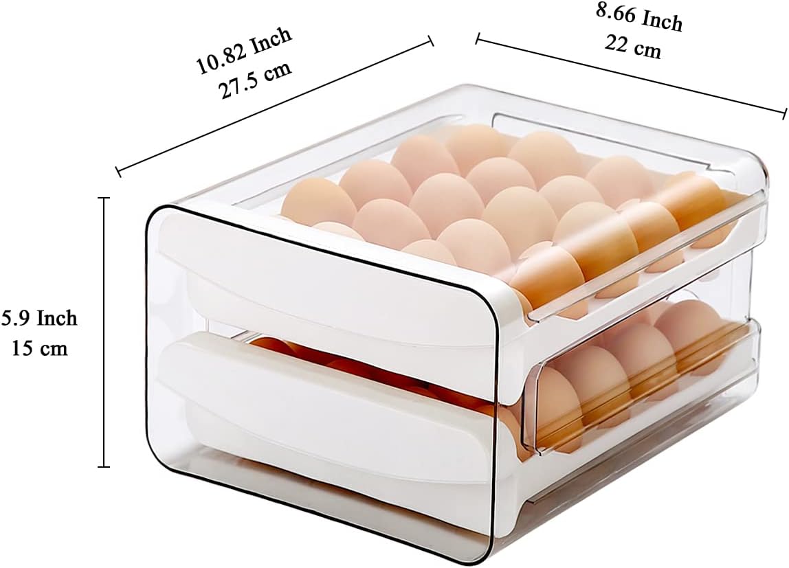 Petluno Egg Container for Fridge, 40 Grid/2 Tier Egg Holder, Fresh Egg Storage Box, Egg Tray and Egg Storage, Clear Plastic — image 2