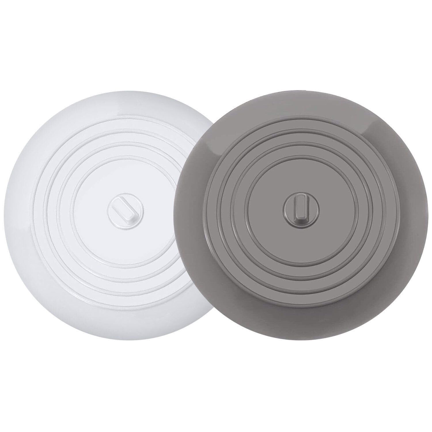 Set of 2 Silicone Tub Stoppers - 5.9 Inches Sink Stoppers - Flat Bathtub Drain Covers, Hair Catchers and Suction Bathtub Plugs