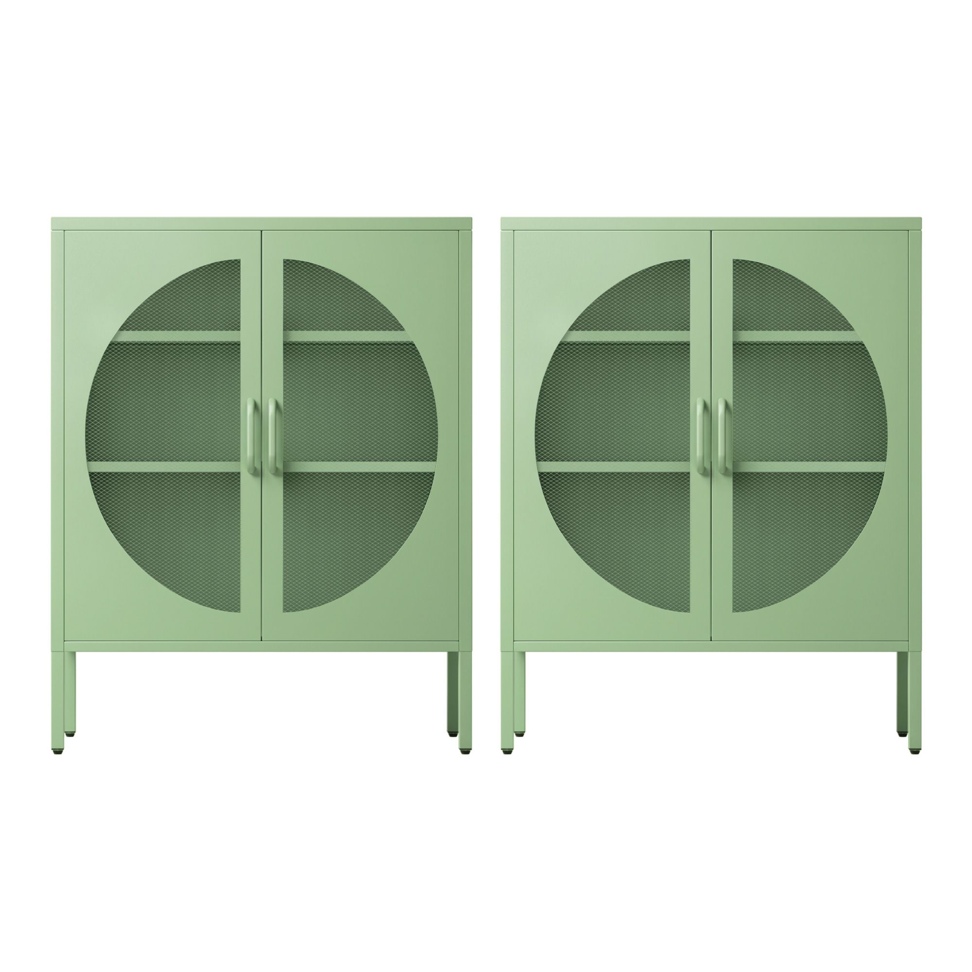 Artiss 2x Buffet Sideboard Cabinet ELSA Cupboard Storage Mesh Doors Metal Green โ image 4