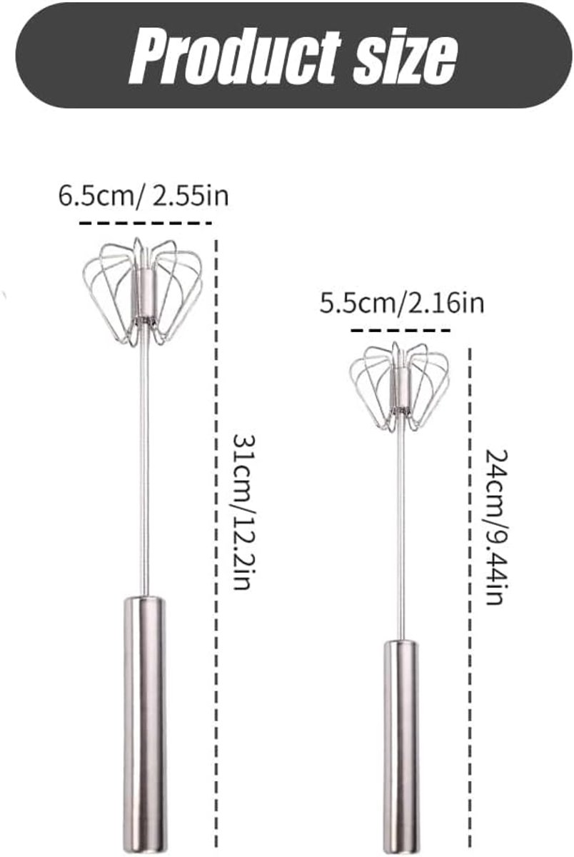 Egg whisk - Egg beater - Whipped cream whisk - Mini whisk - Milk frother - Manual - mixing, beating, whisking and stirring (25 cm) — image 3