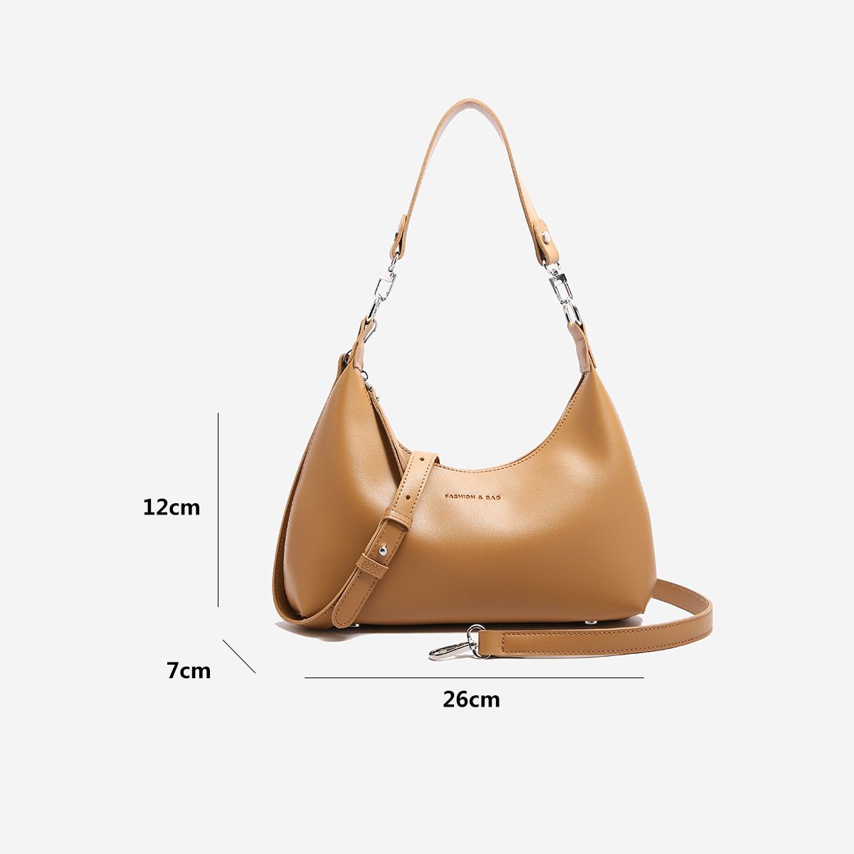 Brown Women's Trendy PU Leather Shoulder Bag - Fashionable Underarm Hobo Bag with Adjustable Strap — image 6