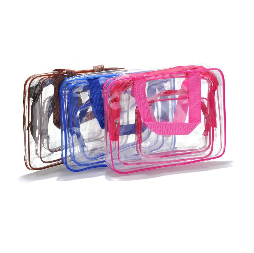 HDWISS PVC Transparent Cosmetic Bag Travel Storage Cube Rose red Medium size 24*20*5 โ image 4