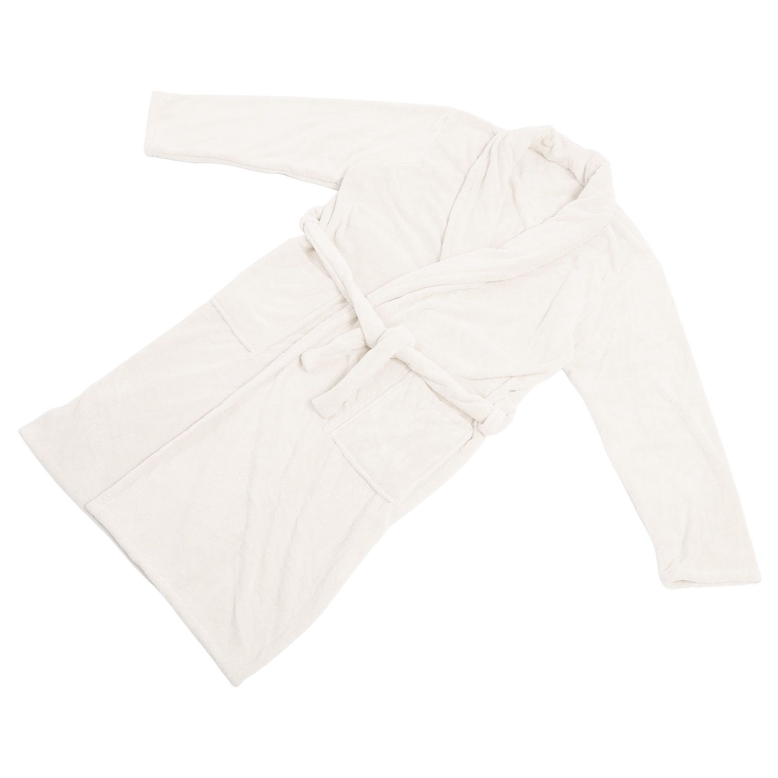 Bathrobe Coral Velvet Thicken Soft Water Absorbent Warm Belt Design Couple Bathrobe for Home Hotel Milky White — image 6