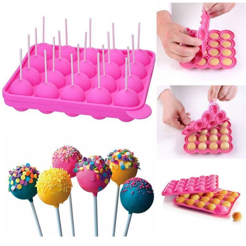 20-Capacity Silicone Lollipop Mold Sticks 20-Cavity Round Chocolate Hard Candy Cake Pop Mold Chocolate lollipop mold — image 4