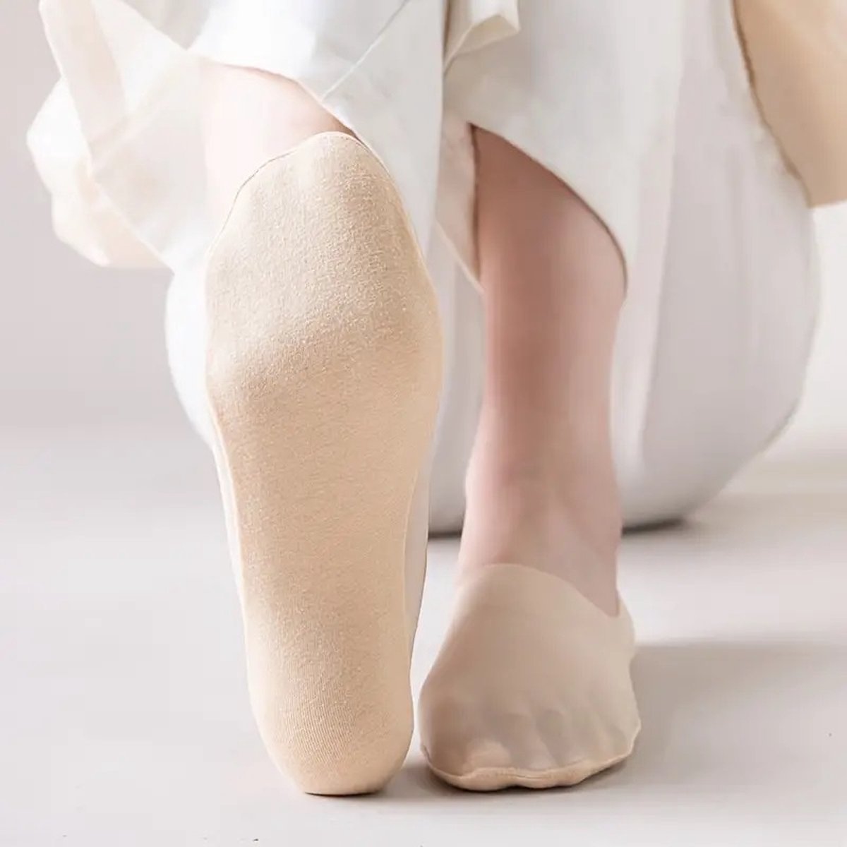 4 Pairs of Cooling Socks for Women | Invisible Socks | Fabric Socks | Soft & Lightweight | Boat Socks | Size 36-42 | Beige — image 5