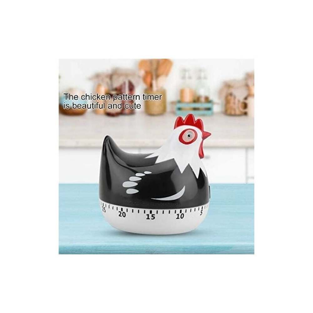 Manual Timer Chicken Design, Loud Kitchen Clock for Cooking Baking Dishwashing Durable ABS Material No Batteries Required (Black) โ image 3