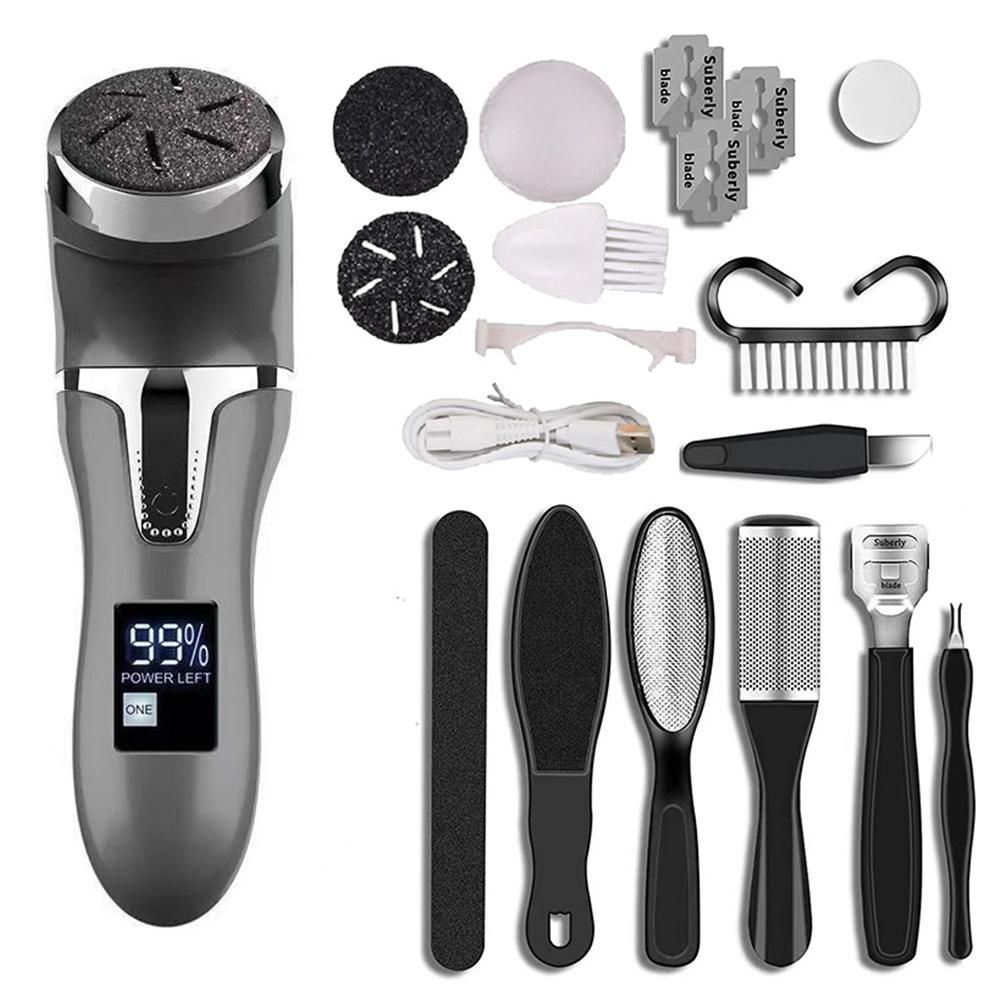 Electric Callus Remover for Feet Water-resistant 2 Speeds Pedicure Kit -Black and 12pcs kit โ image 2