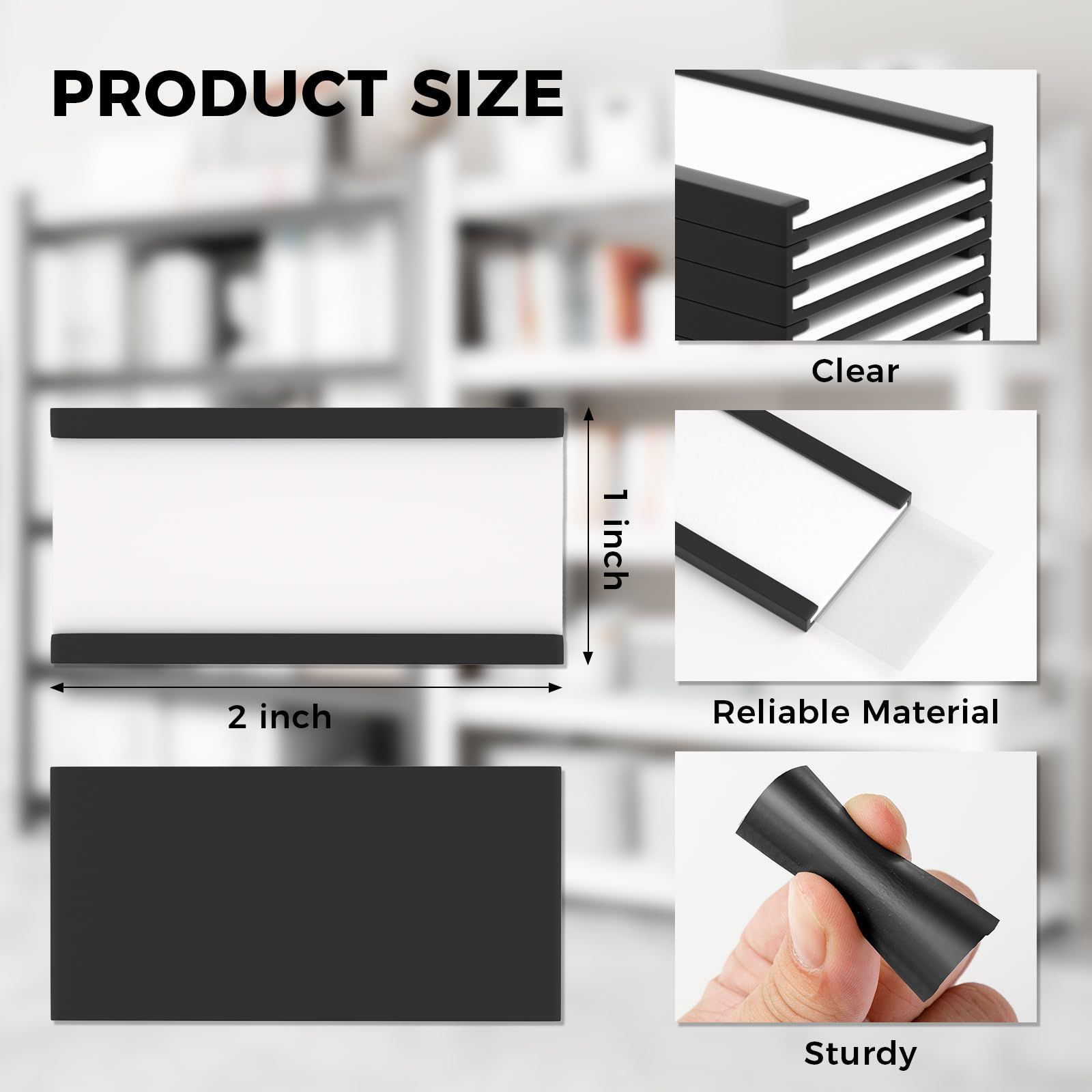 50 Pack C Channel Magentic Label Holders 1x2 Inch Magnetic Data Card Holders File Cabinet Labels for Metal Whiteboard Rack โ image 2