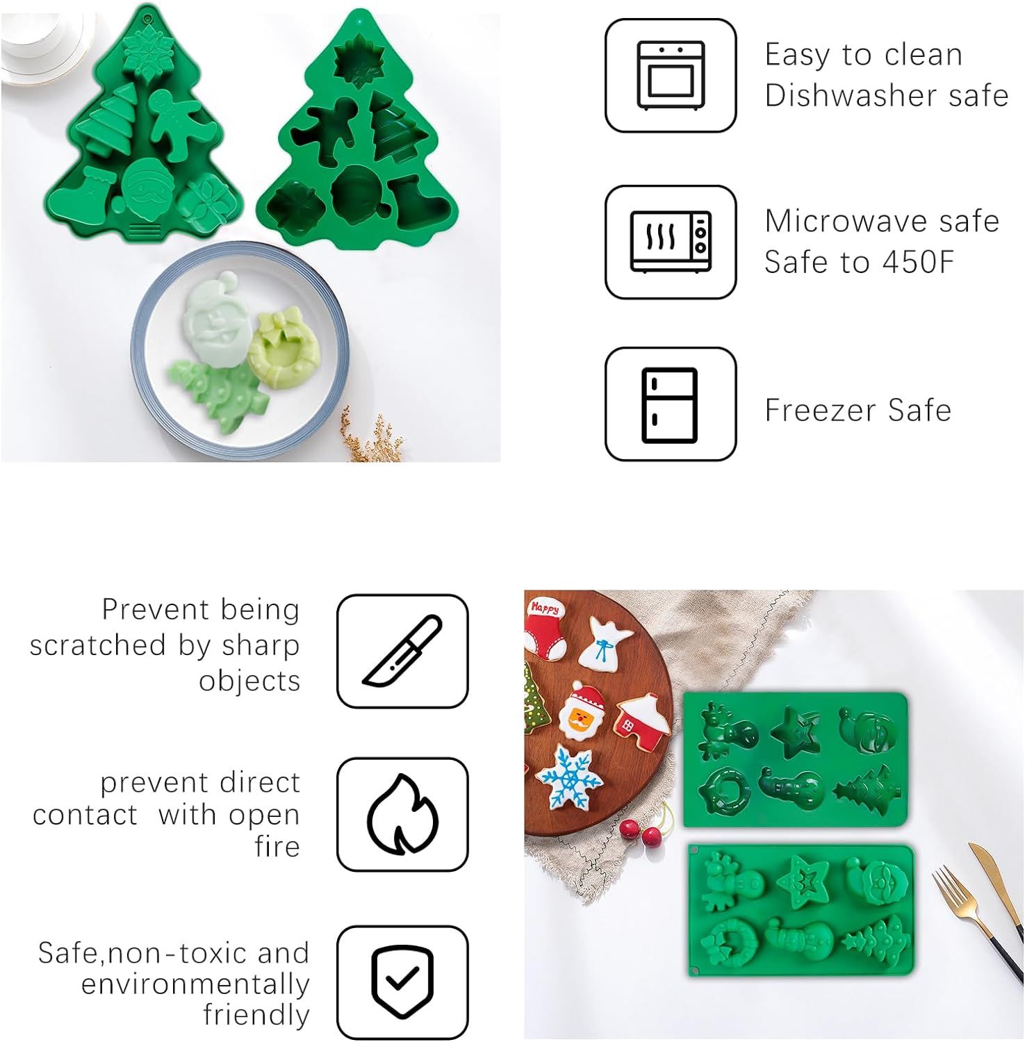 Silicone Chocolate Molds Set Candy Molds Baking Molds Large for Baking Sweet Treat,Cake Xmas Gift Handmade Soap Candles (4 pcs) — image 3