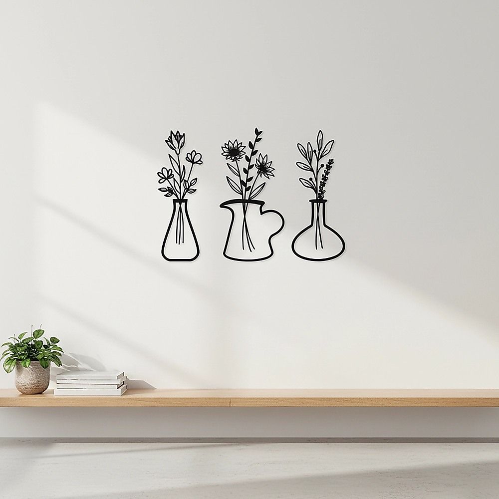 Metal Iron Flower Vase Wall Art Decoration — image 4