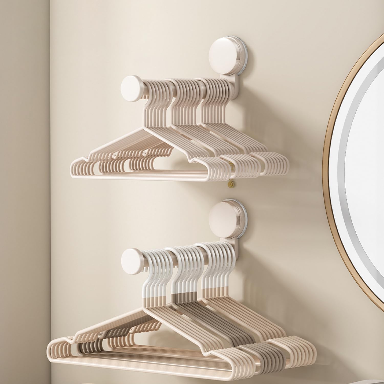 2 Pack Telescopic Rod Suction Cup Hanger Holder Wall Mounted Clothes Organizer — image 3