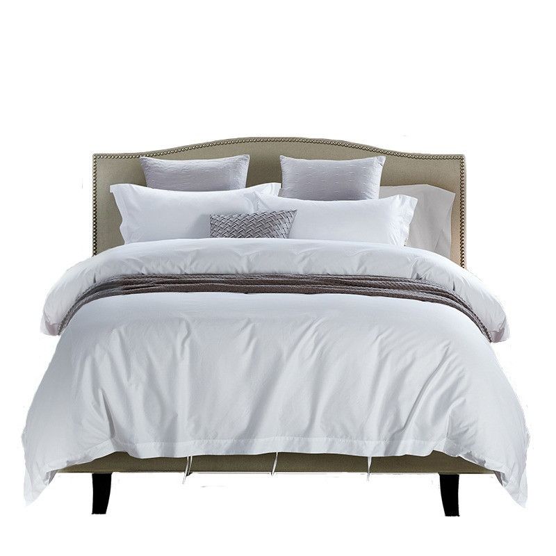 Hotel Style Quilt Cover 4 Piece Bedding Set White satin strip for economy homestay hotel 1.5x 2.0 m [all-inclusive bed hat]] — image 6