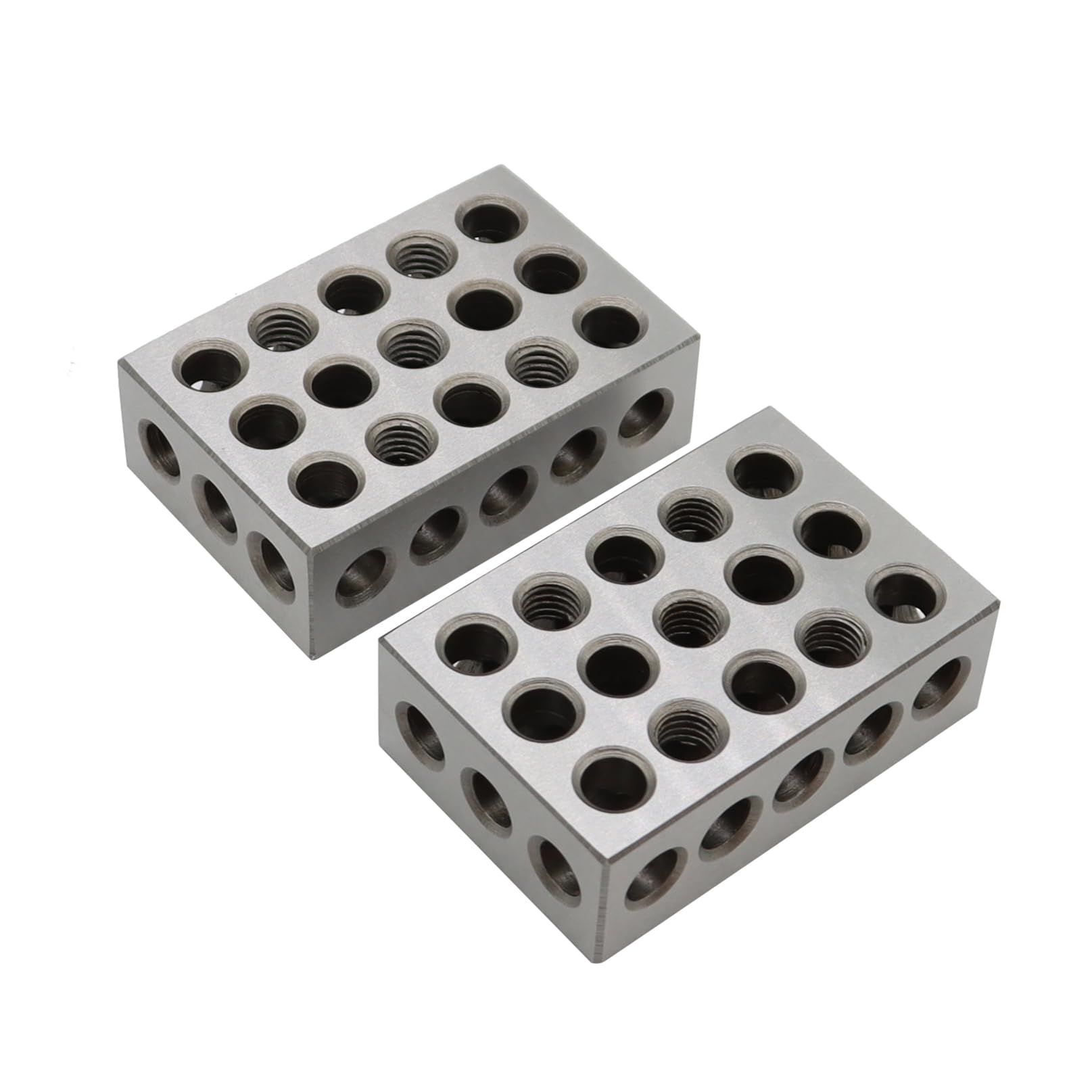 1-2-3 Blocks 23 Holes Within .Tolerances 321 Blocks Set Used for Calibrating Equipment Steel-Hardened Precision, Two Pack