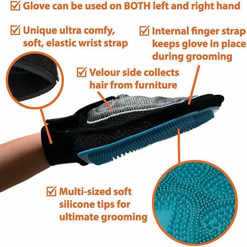 2 in 1 Pet Grooming Glove Deshedding Mitt for Cats and Dogs Hair Removal — image 3