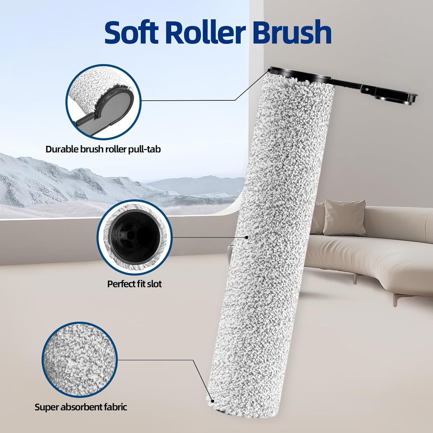 Soft Roller Brush and Vacuum Filter Replacement Compatible with Roborock F25/ F25 ACE/ F25 ALT/ F25 LT/ F25 RT Cordless Wet Dry Vacuum Cleaner, 2 Roller Brush — image 3