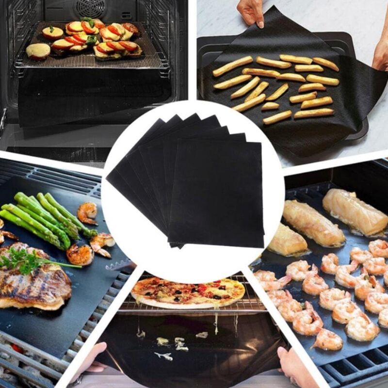 5 Pack Non Stick BBQ Grill Mats Reusable PTFE Teflon Baking Mats for Gas Charcoal Electric Grills — image 3
