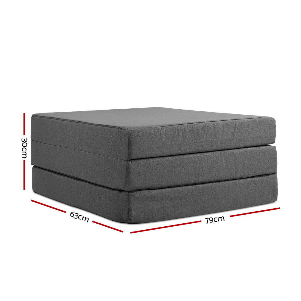 Giselle Bedding Foldable Mattress Folding Foam Bed Single Grey — image 3