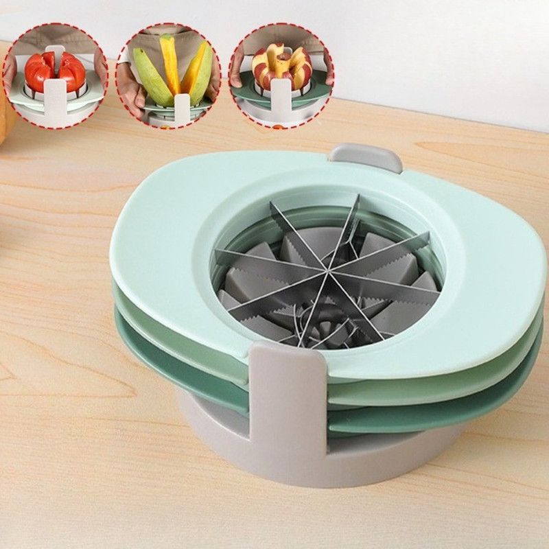 3-in-1 Multi-Fruit Slicer Set, Apple, Mango, and Tomato Cutter, Stackable Vegetable Cutting Kitchen Tool—Green — image 2