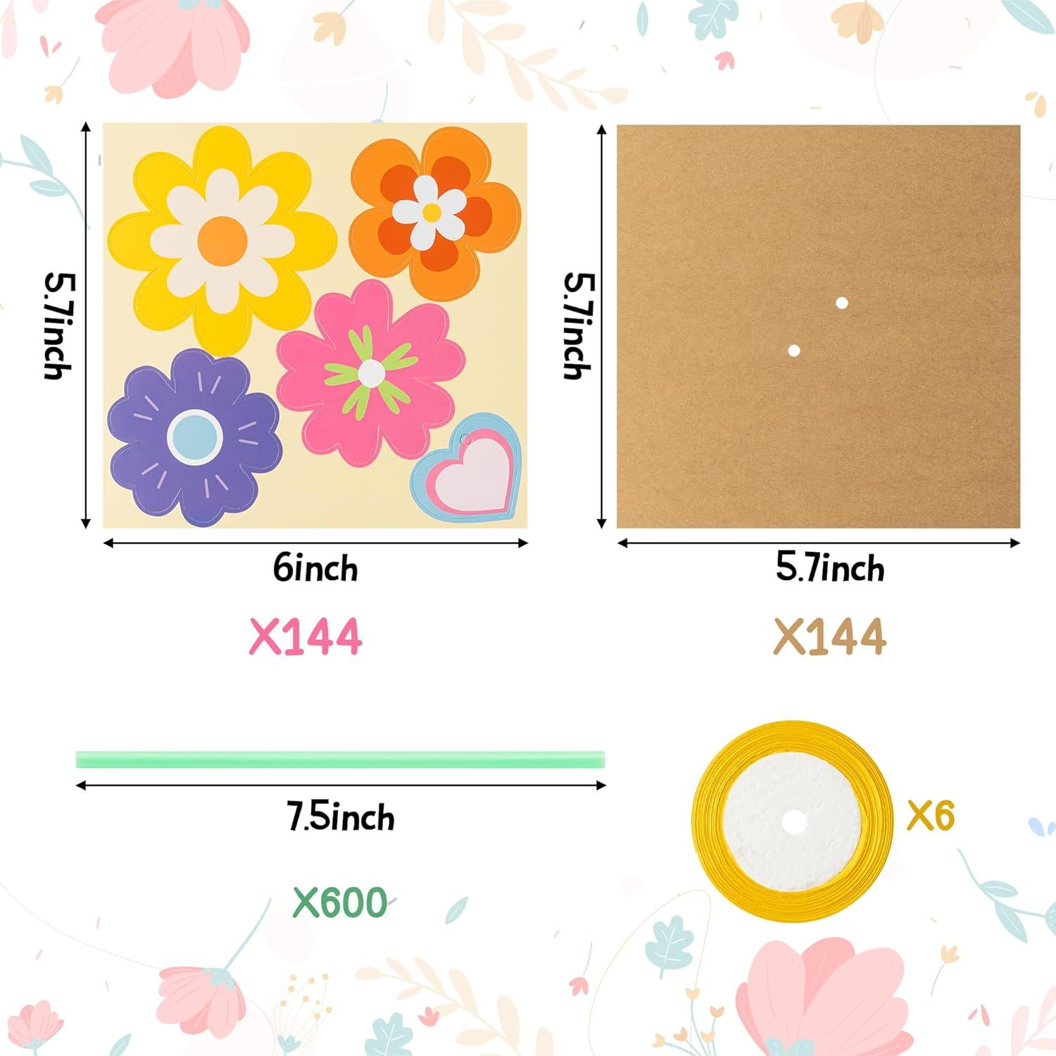 Flower Bouquet Craft Kit - 24Pcs Mother's Day Flower Bouquet Craft for Kids Make Your Own Bunch of Flowers Teacher Appreciation Week DIY Thankful Gift Set — image 2