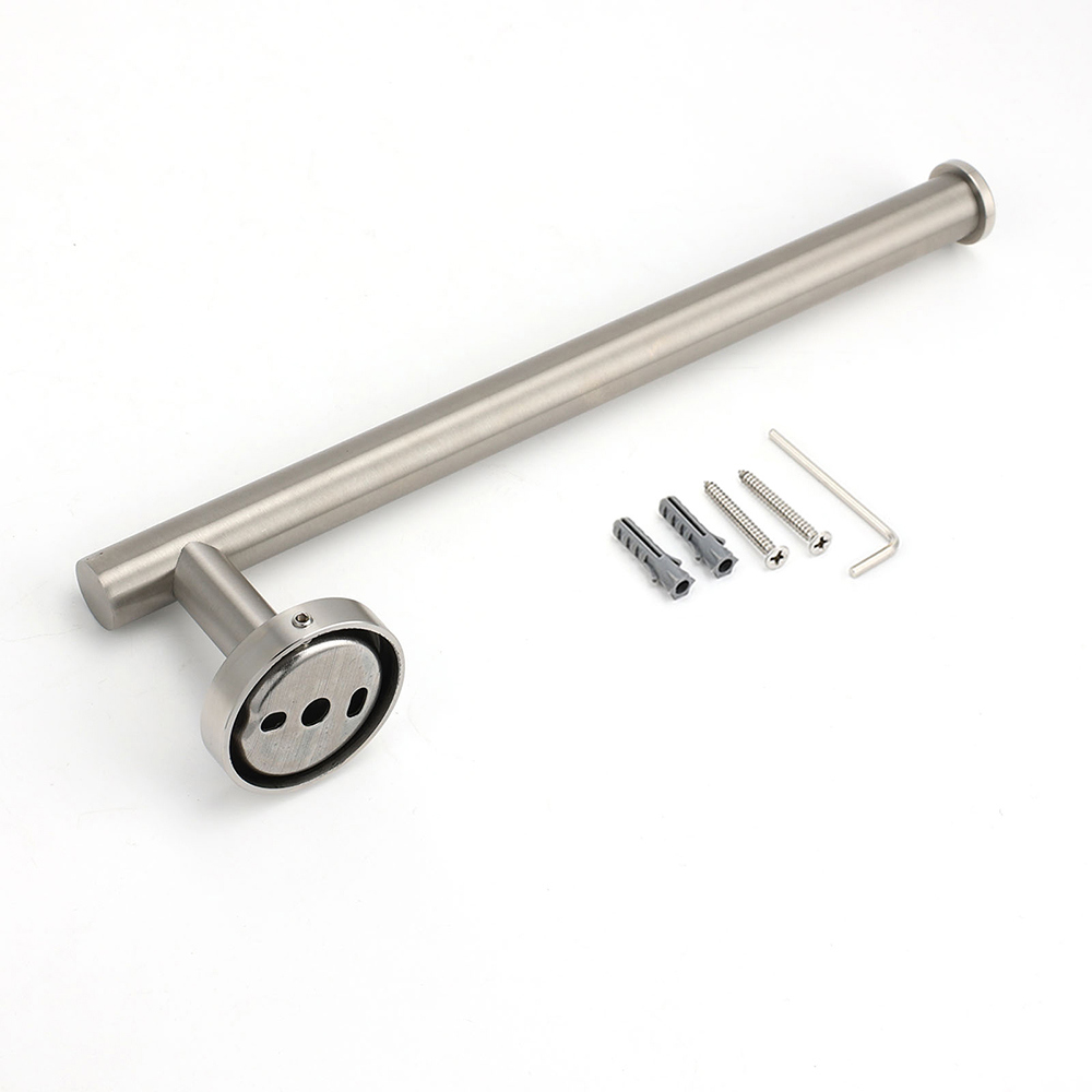 Brushed Nickel Round Towel Rack Holder Hook Clothes Hanger Bathroom Accessory — image 4