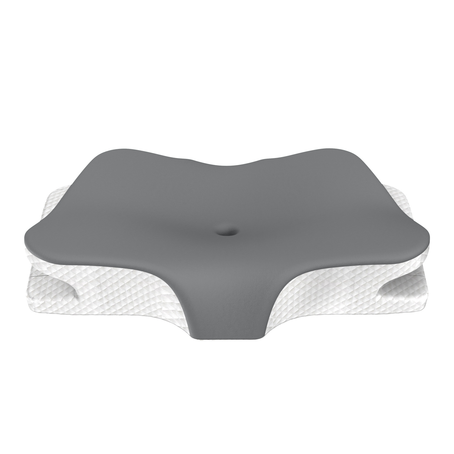 Grey Breathable Butterfly Contoured Memory Foam Pillow - Dual-Height Orthopedic Neck Pillow with 5-Zone Cervical Support