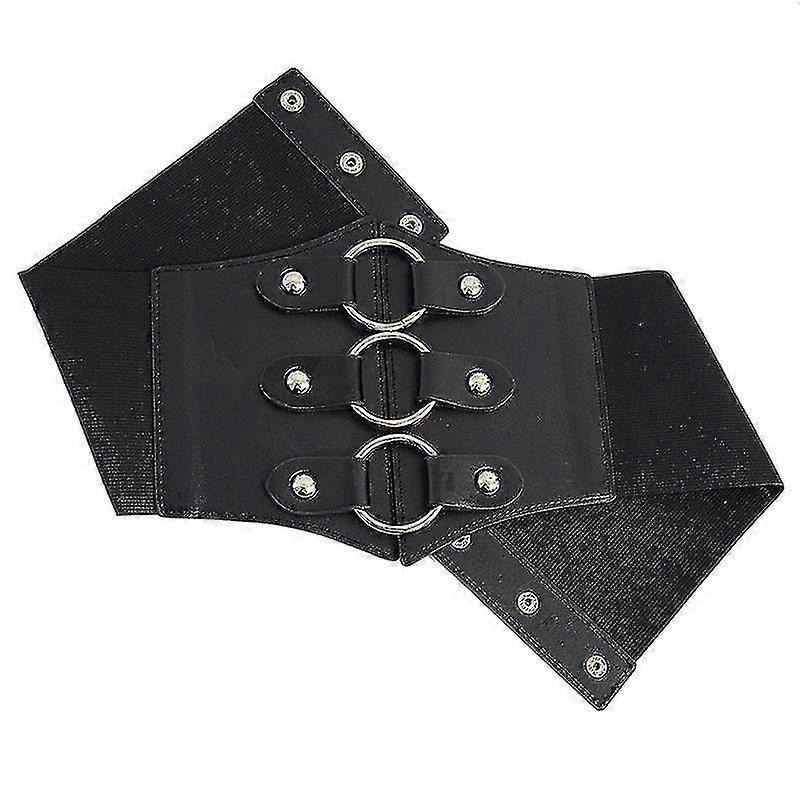 Women's 83cm Wide Leather Corset Belt with Studs, Elastic Waist Design โ image 4