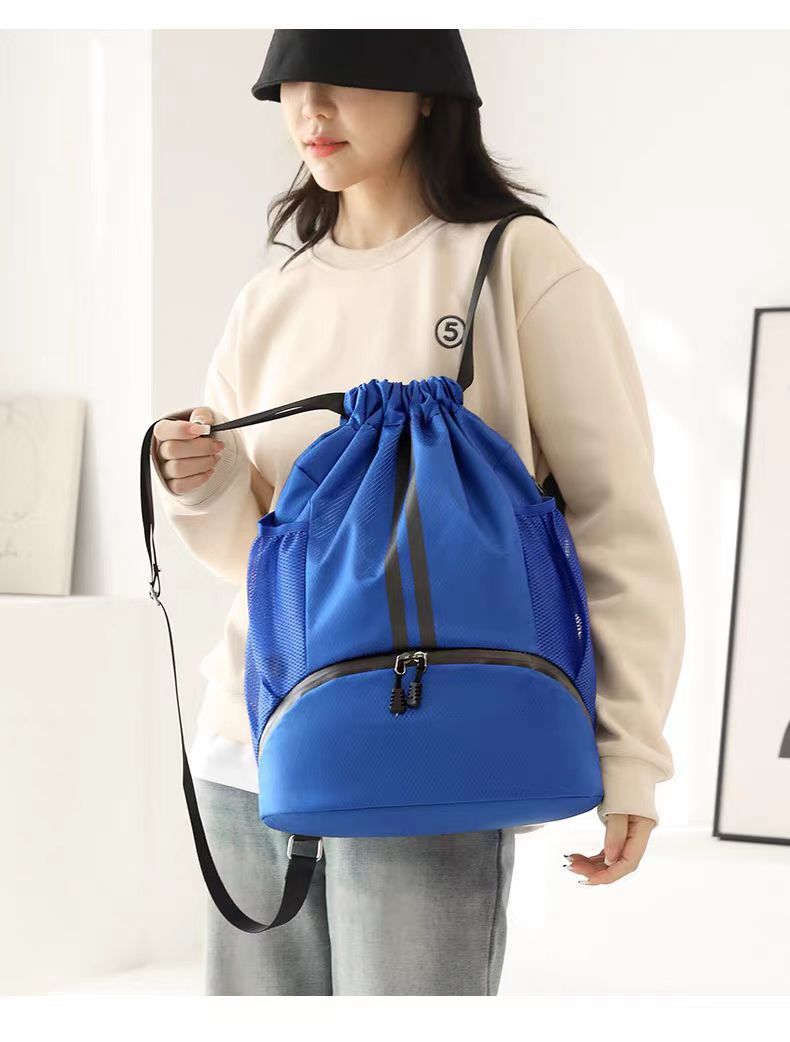 Sports Drawstring Backpack - String Swim Gym Bag with Shoes Compartment and Wet Proof Pocket for Women&Men โ image 2
