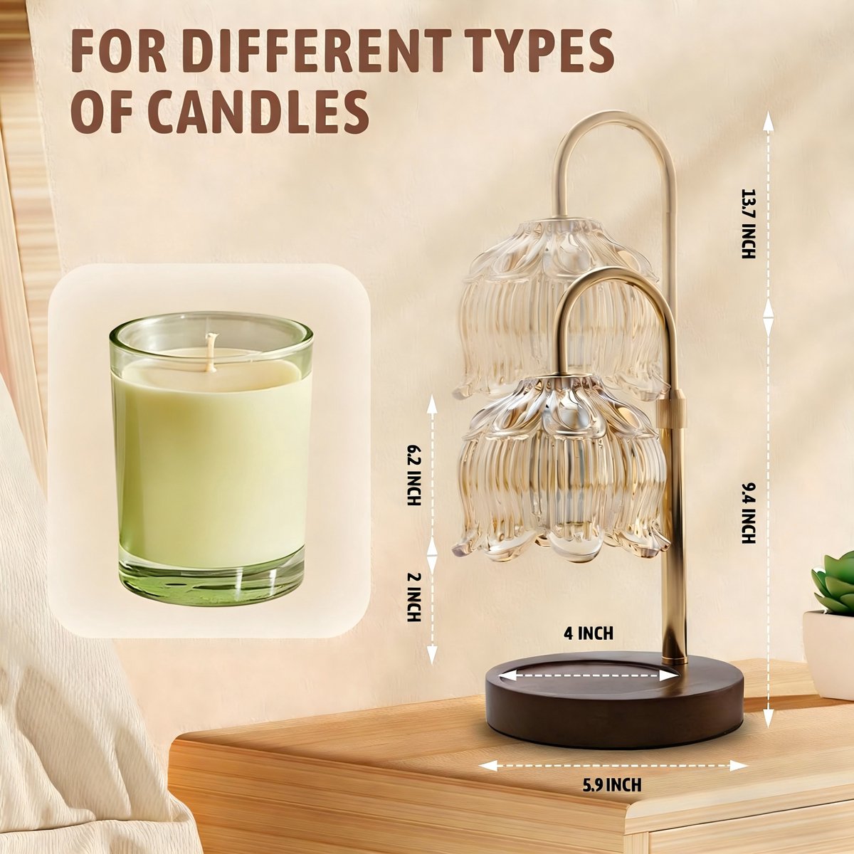 Candle Lamp - Candle Warmer with Dimmer - Electric Candle Lamp with Timer - For Scented Jar Candles - Home Decor — image 6