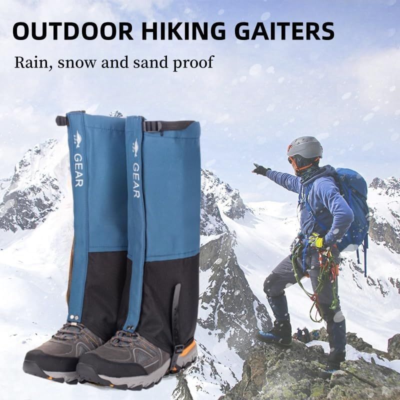 Green Breathable Nylon Waterproof Hiking Leg Gaiters and Snow Boot Gaiters (Fleece Lining) - Unisex Adjustable Sand & Mud Protection for Mountaineering & โ image 2