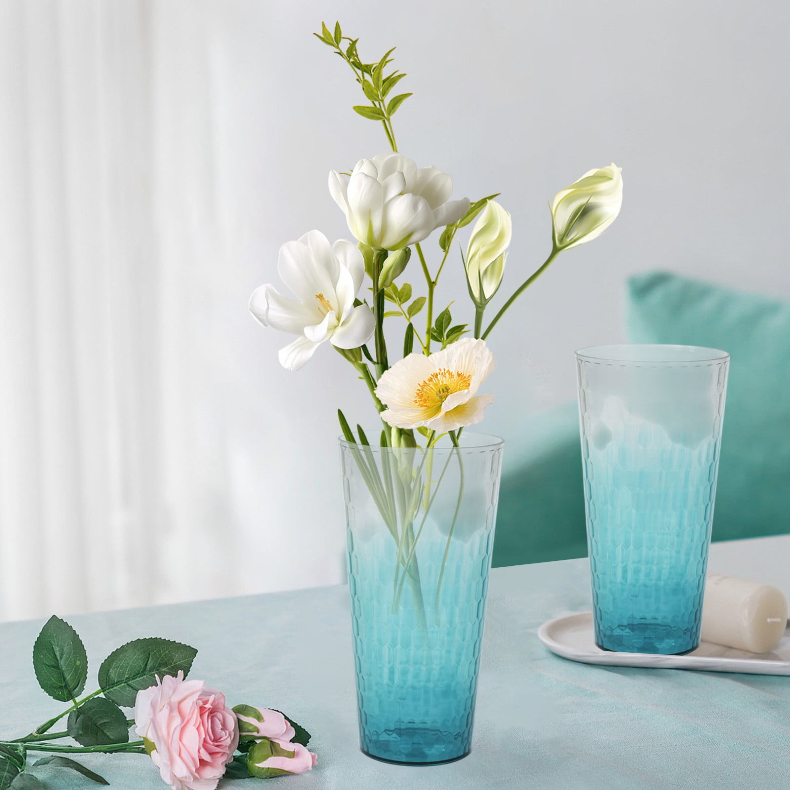 Two-Tone High-Transparency Glass Vase - Multi-Color Flower Bucket for Living Room Decor, Floral Arrangements & Plant Cultivation (Serviceable Home Decoration โ image 5