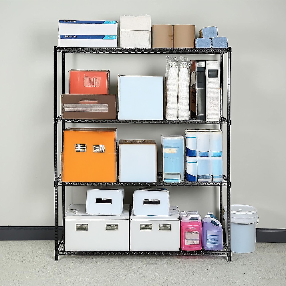Modular Wire Storage 120x45cm Steel Shelving Black With Fixed Legs For Garage Kitchen Or Retail Storage โ image 2