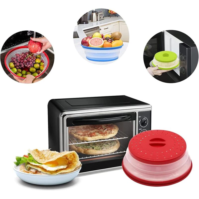 Foldable Microwave Cover, 2 Pieces Foldable Microwave Cover, Food Heating Cover Microwave Splatter Cover With Steam — image 2