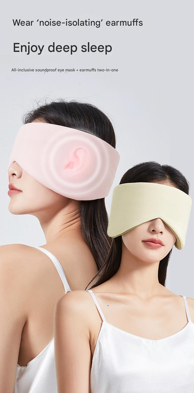 Pink Reversible All-Season Sleep Mask - Cooling & Warming with Sound Muffling Ear Covers Function โ image 2