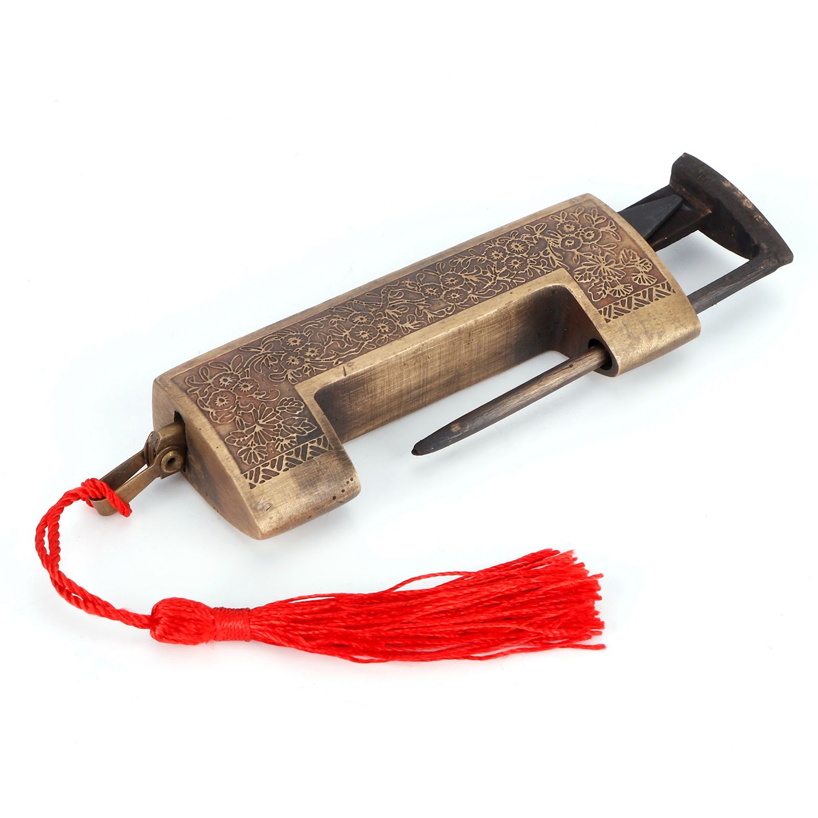 Antique Copper Lock Chinese Old Style Delicate Carved Padlock for Jewelry Box Wedding Gifts5cm Spacing โ image 3