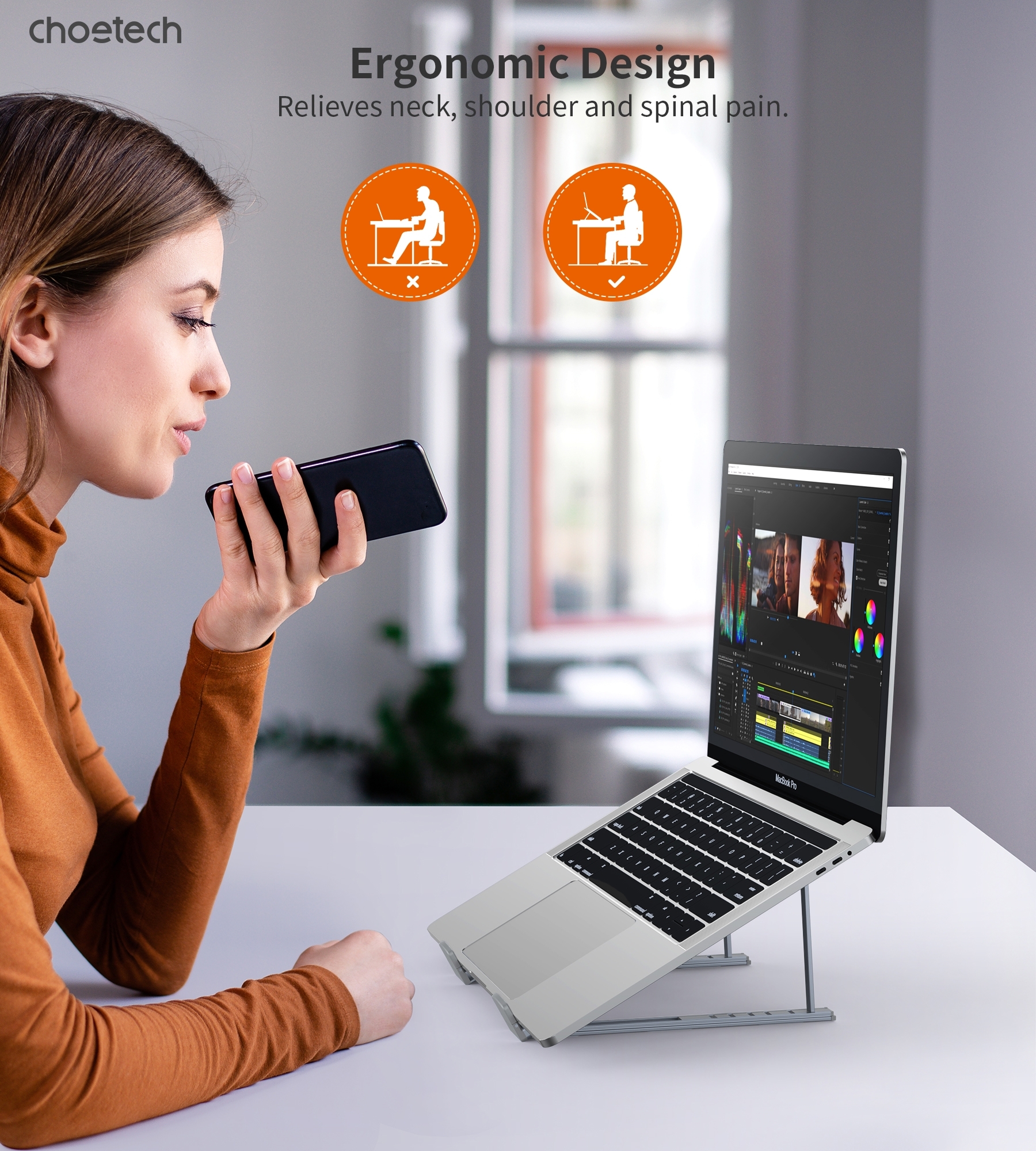 CHOETECH H055-GY Aluminum Foldable Laptop Stand โ image 3
