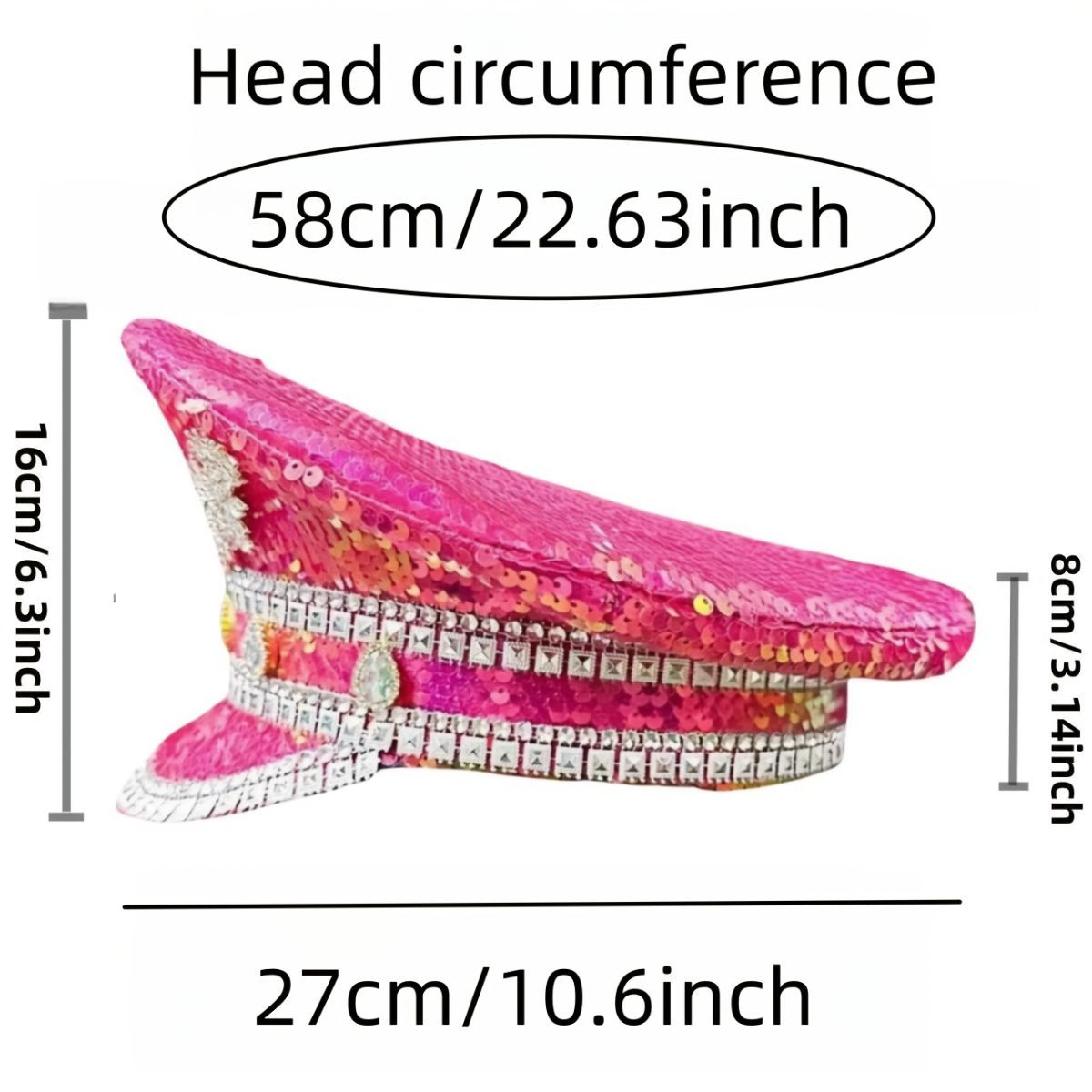 shiny rhinestone captain hat โ image 2